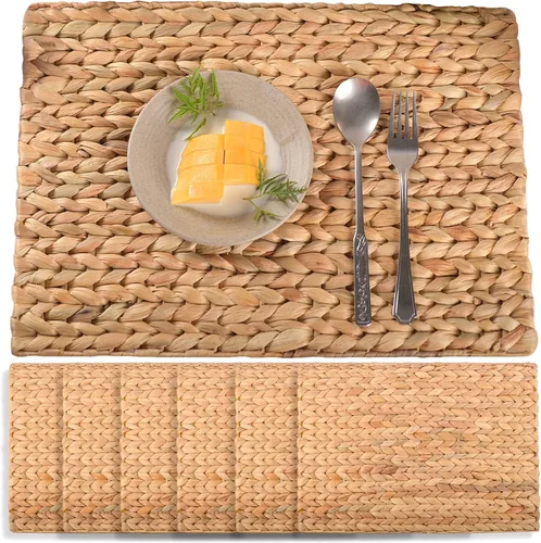 Miniatura 9 de Juego de 10 manteles individuales tejidos bohemios, individuales para mesa de comedor, manteles individuales de Pascua Farmhous Egreen, individuales