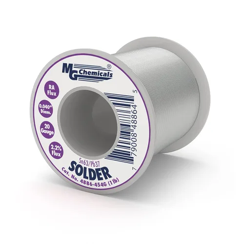 MG Chemicals - 4886-454G 63/37 Soldadura con núcleo de colofonia, 0.04" de diámetro, carrete de 1 libra,