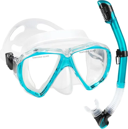Miniatura 7 de Adult Snorkel Set, Professional Snorkeling Gear Panoramic Anti-Fog Diving Goggles and Dry Snorkel Tempered Glass Scuba Mask for Diving, Snorkeling