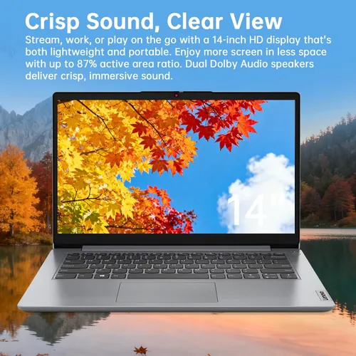 Miniatura 4 de Lenovo IdeaPad 1 1i - Laptop de 14 pulgadas con Microsoft 365 de 1 año, procesador Intel, 4 GB de RAM, 128 GB eMMC + 128 GB SSD, lector de tarjetas
