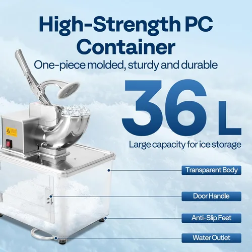Miniatura 4 de VIVOHOME Trituradora de hielo comercial con cuatro cuchillas, máquina eléctrica para hacer cono de nieve, máquina de hielo afeitado de 350 W