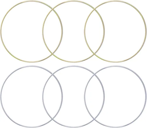 Miniatura 3 de BronaGrand 6 anillos de metal para atrapasueños y manualidades, 6 pulgadas, oro y plata