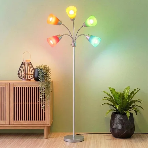 Miniatura 10 de Brightech Medusa - Lámpara de pie LED moderna – Lámpara de pie de múltiples cabezales para salas de estar y oficinas – Lámpara alta con pantalla