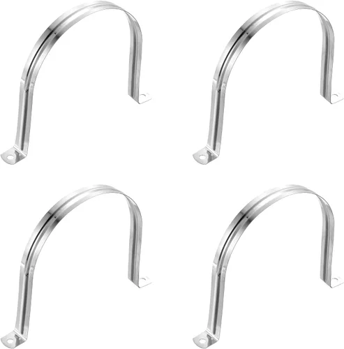 Miniatura 31 de uxcell 6 correas rígidas de tubo, 4.331 in (4.33 pulgadas) 201 de acero inoxidable 201 con 2 agujeros en forma de U, abrazaderas de tubo para fijar