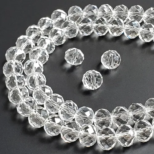 Miniatura 46 de Cuentas de vidrio Rondelle de 0.079 in para hacer joyas, cuentas espaciadoras de Briolette Crytal facetadas para pulseras, collares, aretes