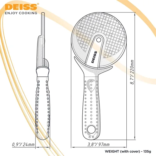 Miniatura 9 de Deiss Lux - Cortador de pizza resistente con cortador de ruedas, rueda de acero inoxidable afilada y suave con mango antideslizante de fácil agarre