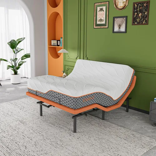 Miniatura 17 de ESHINE Base de cama ajustable individual XL con colchón híbrido de 14" Inclinación de almohada, control por aplicación inteligente, gravedad cero