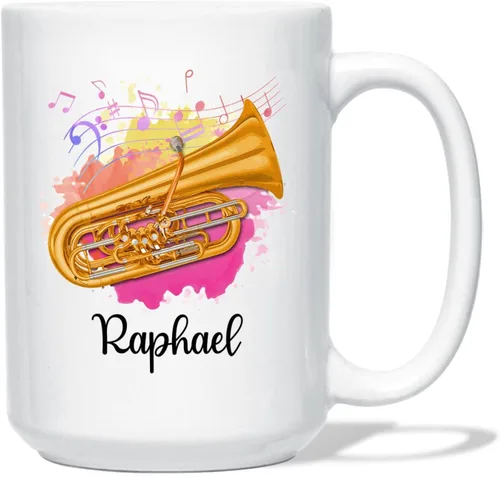 Miniatura 19 de Taza de café blanca con nombre personalizado para reproductor de piano, 11 y 15 onzas, taza de café con instrumento musical de piano, regalos
