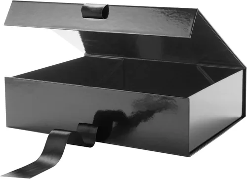 Miniatura 2 de GREEN BEAN Caja de regalo grande con tapa para regalo de 13 x 9.7 x 3.4 pulgadas, caja de regalo magnética negra para el día del padre con cinta