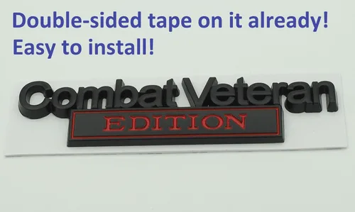 Miniatura 3 de Paquete de 2 calcomanías de metal para guardabarros de edición de veteranos de combate, repuesto para vehículos universales, SUV, motocicleta
