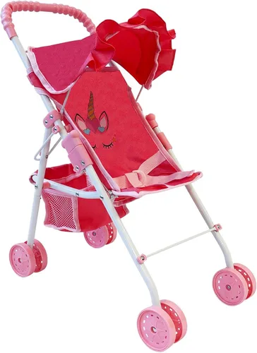 Miniatura 8 de The New York Doll Collection My First Doll Stroller con Canasta, Cochecito de Muñeca Plegable (Acolchado Rojo)