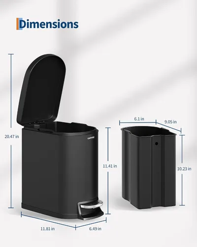 Miniatura 3 de Garvee Cubo de basura de metal de 1.6 galones / 6 litros con tapa, bote de basura delgado e impermeable para dormitorio, cubo de basura pequeño
