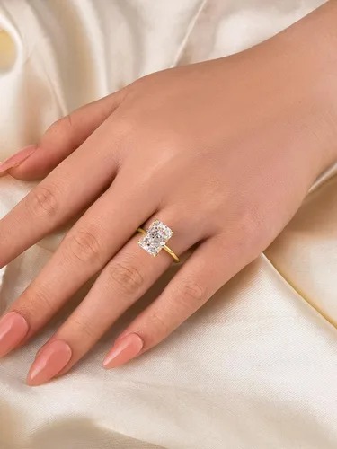 Miniatura 3 de Anillo de compromiso solitario de corte radiante alargado de 4.5 quilates para mujer, anillo de compromiso de plata S925 5A con circonita cúbica