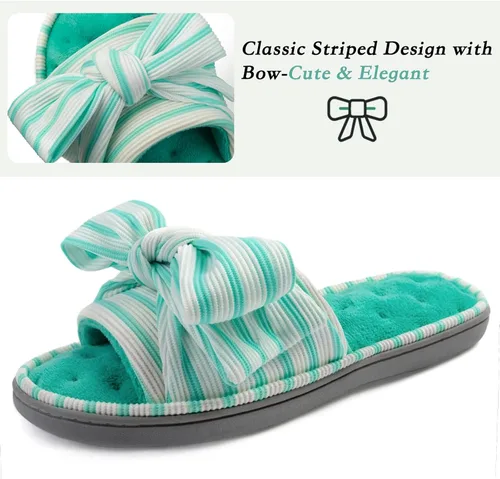 Miniatura 6 de ULTRAIDEAS - Pantuflas de espuma viscoelástica para mujer, con puntera abierta y correa ajustable, pantuflas de meter sin agujetas para mujer, forro