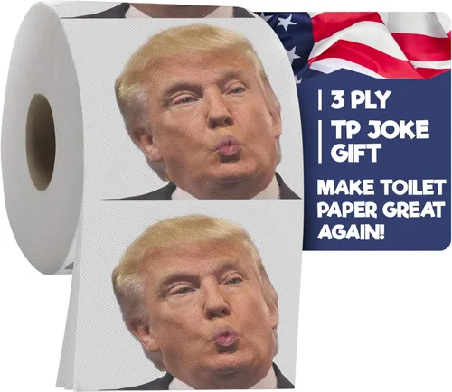 Rollo de Papel Higiénico Político de Trump por Gagster - 3 Capas de Papel Higiénico Divertido y Novedoso con Imagen a Todo Color - 200 Hojas por