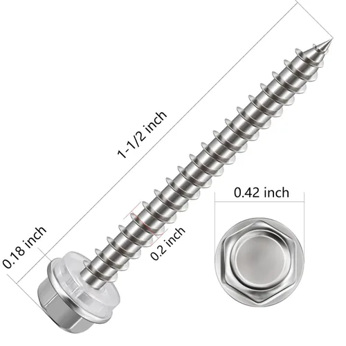 Miniatura 2 de WenSilon (130Pcs) #10x1-1/2 Tornillos Autorroscantes para Madera 410 de Acero Inoxidable Cabeza Hexagonal Rápido Autorroscante