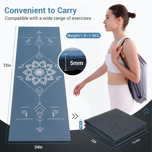 Miniatura 3 de Avoalre Tapete de yoga plegable, respetuoso con el medio ambiente, tapete de yoga de viaje de PVC plegable, tapete de yoga de doble cara