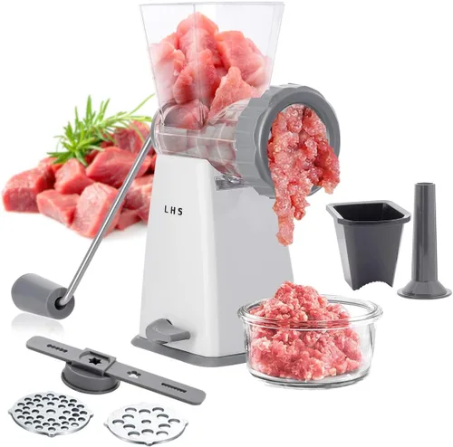 LHS Picadora manual de carne con cuchillas de acero inoxidable, resistente y potente base de succión para uso doméstico rápido y sin esfuerzo para