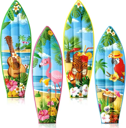 Miniatura 14 de JellyArch 4 tablas inflables de surf de 36 pulgadas divertidas inflables para piscina, decoraciones de fiesta hawaiana Luau para decoración de pared