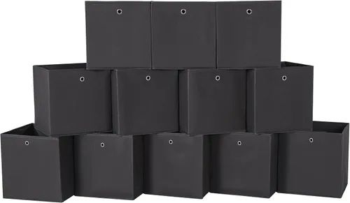 Miniatura 8 de Cubos de Almacenamiento Plegables Negros Contenedores, Cubos de Almacenamiento de Tela de 11 Pulgadas, Cajas de Almacenamiento de Tela, Cubos