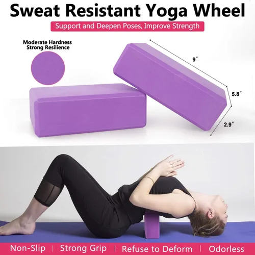 Miniatura 4 de Juego de ruedas de yoga 11 en 1, rodillo trasero y 2 bloques con correa, bandas de resistencia, cuerda de salto, bolsa de transporte, kit de inicio