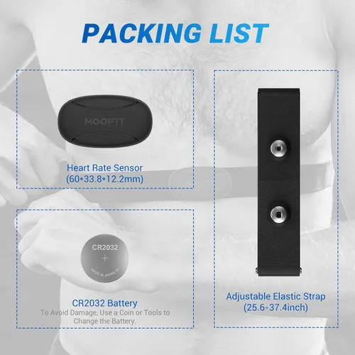 Miniatura 7 de moofit HR8 Heart Rate Monitor Chest Strap, Low Energy Real-Time Heart Rate Data Bluetooth 5.0/ANT+, Longer Communication Range, IP67 Waterproof