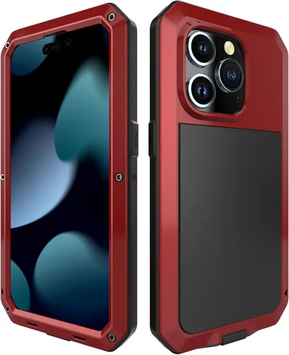 Miniatura 11 de Compatible con iPhone 15 Pro Max, funda protectora de cuerpo completo 360, resistente a los golpes, funda de metal de aleación de aluminio con Negro