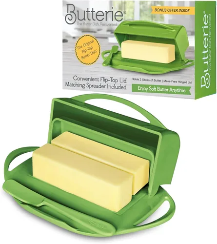 Miniatura 28 de Butterie Mantequillera con Tapa Abatible y Cuchillo a Juego, Contiene 2 Barras/Mantequilla Europea, Soporte para Mantequilla Sin Derrames