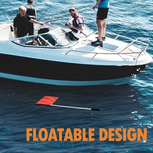 Miniatura 5 de Obcursco Bandera de barco naranja de 48 pulgadas con poste, bandera flotante de esquí acuático de 12 x 18 pulgadas, esquiador de 3 secciones
