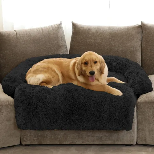 Miniatura 50 de Cama calmante para perro, tapete de felpa esponjoso para perros con protector de muebles con funda extraíble lavable para perros y gatos grandes