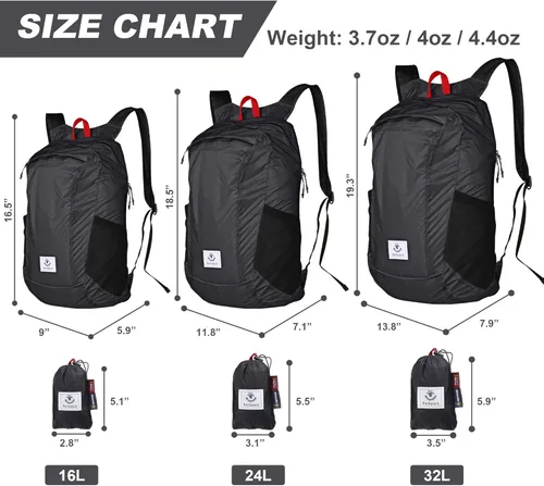 Miniatura 2 de Mochila 4Monster de excursionismo, de día, resistente al agua, ligera, plegable, para viajes, campamento, exteriores Gris