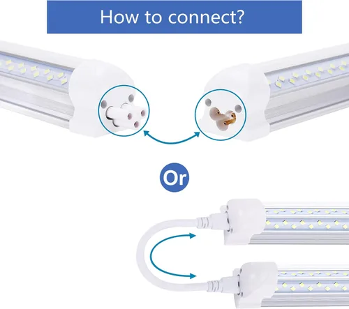 Miniatura 5 de Lámpara LED de tienda de 8 pies, 120 W, 14400 lúmenes, 6500 K, blanco frío, T8 V, tubo de luz LED integrado con 4 filas de luz para puerta