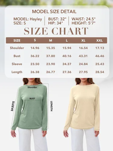 Miniatura 6 de AUTOMET Camisetas básicas de manga larga con cuello redondo para mujer, camisetas de otoño 2024