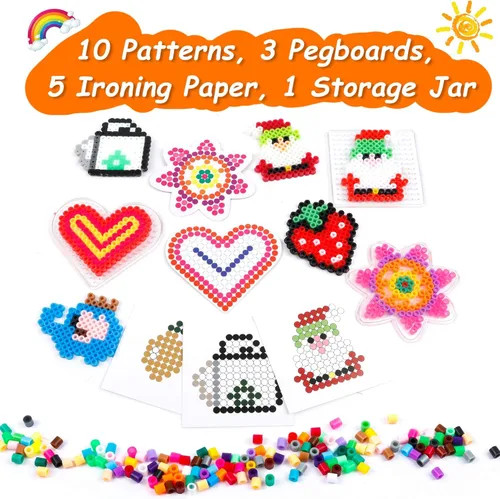 Miniatura 4 de 23,000 piezas Kit de Cuentas Fusibles para Manualidades Infantiles, Juego de 30 Colores con 3 Tableros de Conexión, 5 Papeles de Planchado, 10