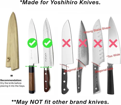 Miniatura 7 de Yoshihiro Protector magnético de hoja de madera de roble Saya para cuchillo Gyuto 7 IN (7.087 in)