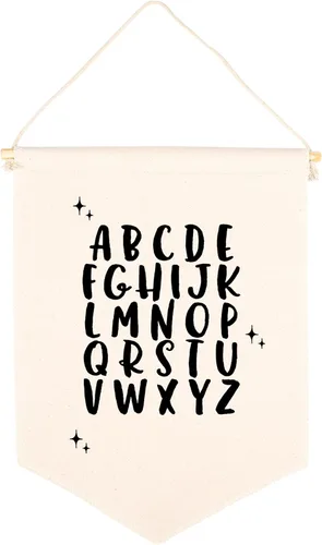Miniatura 12 de Andaz Press Cartel de lienzo colgante – Tapiz de alfabeto y animales para colgar en la pared para bebé niña y niño, decoración de pared de guardería