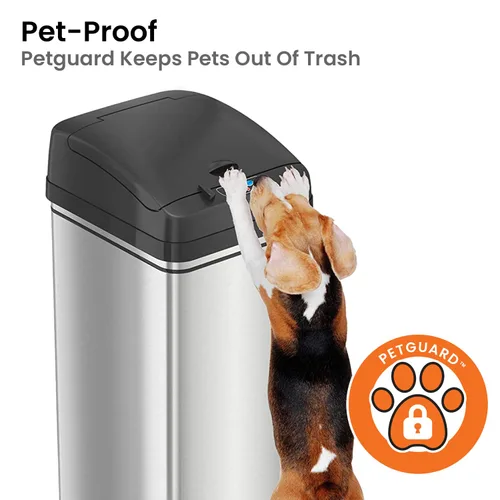 Miniatura 2 de iTouchless - Bote de basura de 13 galones con sensor a prueba de mascotas con filtro de olor AbsorbX, de acero inoxidable, con tapa que evita que
