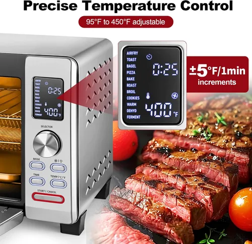 Miniatura 3 de TomaChef Combo de horno tostador y freidora de aire, gran capacidad de 26.5 cuartos de galón con ventana visible, horno tostador de encimera 11