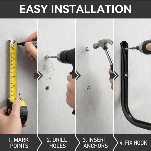 Miniatura 7 de Kayak Storage Rack Wall Mount, Kayak Hooks, Heavy Duty Garage Storage Hooks Suitable for Hanging Ladders, Bikes, Kayak Paquete de 6 unidades.