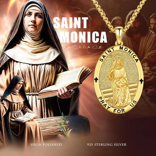 Miniatura 253 de Collar con colgante de plata de ley 925 con medalla de San Patrón, joyería religiosa para hombres y mujeres, con cadena de acero inoxidable 316L