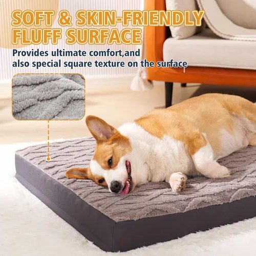 Miniatura 3 de Cama ortopédica para perros, impermeable y lavable a máquina, cama de felpa para mascotas con parte inferior antideslizante, colchón de espuma