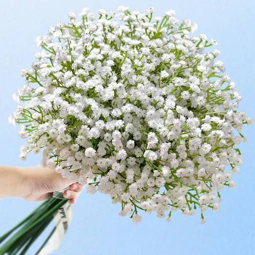 Miniatura 4 de 40 piezas de flores artificiales de aliento de bebé, flores artificiales de aliento de bebé, tallos largos de aliento de bebé, tallos largos