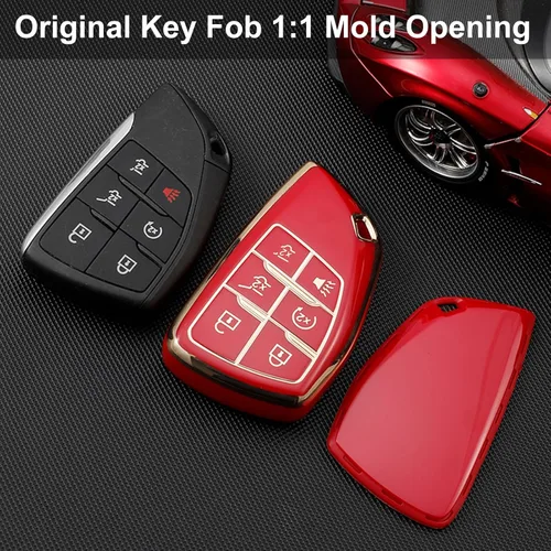 Miniatura 5 de OLLEN Funda para llavero de TPU suave, compatible con GMC Yukon Denali Sierra 2021-2025 2026, compatible con Chevy Silverado Suburban Tahoe Buick