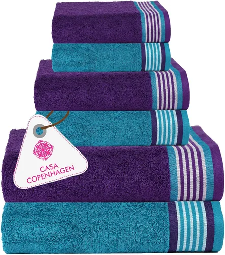 Miniatura 73 de CASA COPENHAGEN Solitaire Juego de 6 toallas - Negro, 600 GSM 2 toallas de baño 2 toallas de mano 2 toallitas, diseñadas en Dinamarca, hechas