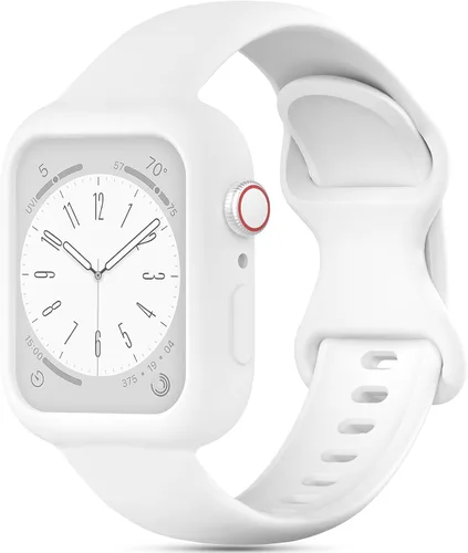 Miniatura 43 de Keebowz Funda Protectora de Silicona Compatible con Apple Watch de 38mm 40mm 41mm 42mm 44mm 45mm 46mm 49mm, Mujeres y Hombres, Correa Deportiva