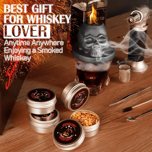 Miniatura 6 de Kit de ahumador de cócteles con antorcha, kit de infusor de ahumador de whisky Anmyox con caja de regalo, set de whisky bourbon de regalo