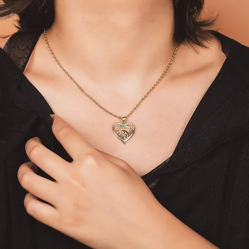 Miniatura 5 de FANCY SHINY Collar delicado de corazón de oro para mamá, collar de circonita cúbica, regalo de joyería para el día de la madre, cumpleaños