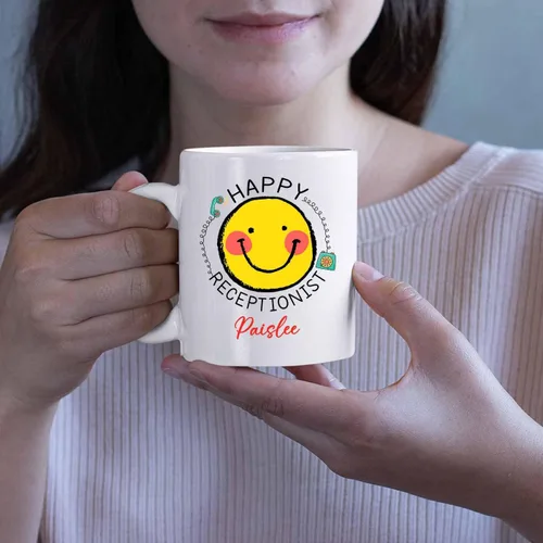Miniatura 6 de Taza de café de recepcionista personalizada, regalos para agradecimiento, taza blanca de recepcionista, taza de viaje para recepcionistas, taza