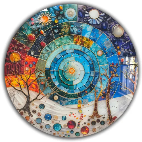 Miniatura 7 de Árbol de la vida, arte de pared de vidrio templado, pintura abstracta para pared, decoración del hogar, regalo de inauguración de la casa, colgantes