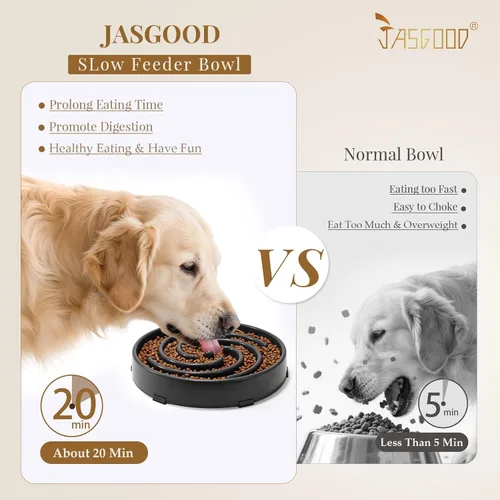 Miniatura 2 de JASGOOD Tazón de alimentación lenta para perros de tamaño grande y mediano, tazones de alimentación para mascotas que evitan la hinchazón, tazones